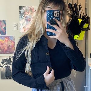 Ultra Cropped Black Paris Blues Lace-Lined Jacket